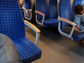 Чувак дрочит свой маленький хер в поезде и снимает на камеру